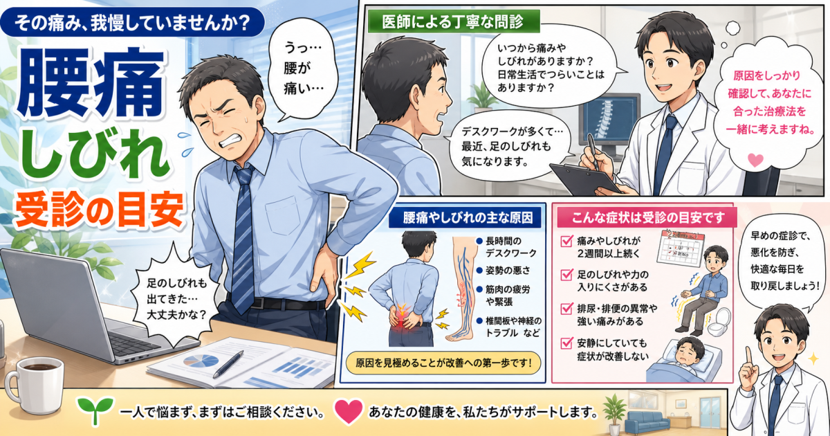 長引く腰痛やしびれは放置で悪化？受診すべき危険サインと治療法