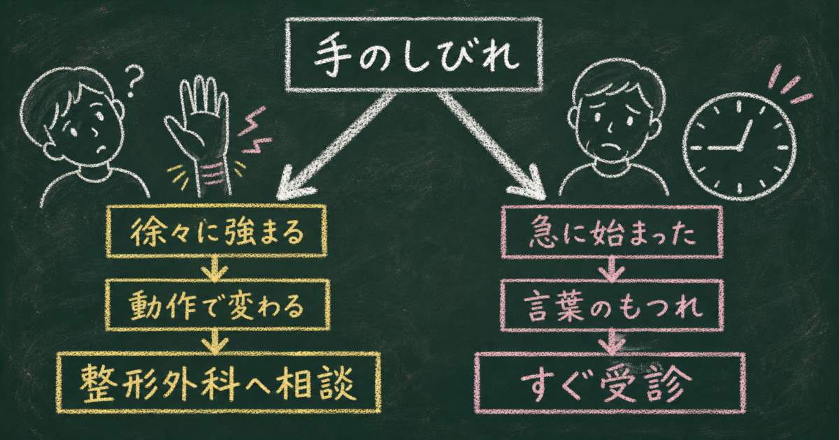 手のしびれを引き起こす主な病気と部位別の特徴