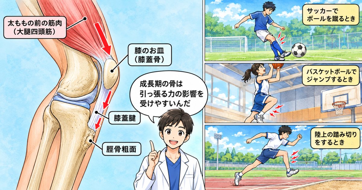 お皿の下が痛むオスグッドとは?成長期の膝に起きること